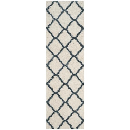 Safavieh 2 ft. 3 in. x 8 ft. Hudson Shag Power Loomed Runner RugIvory & Slate Blue SGH283T-28